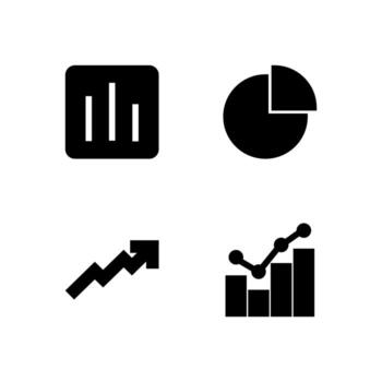 analítica grafico sólido íconos colección para tablero vector