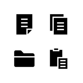 Document and Folder Solid Icons Collection for Dashboard vector