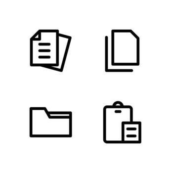 Document and Folder Outline Icons Collection for Dashboard vector