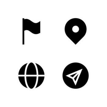 globo navegación sólido icono conjunto para tablero vector