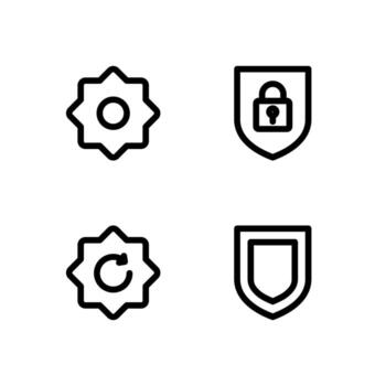 Settings Shield Outline Icons Collection for Dashboard vector