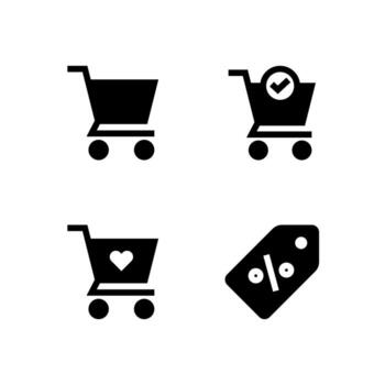 E-commerce Cart Solid Icons for Interface Design vector