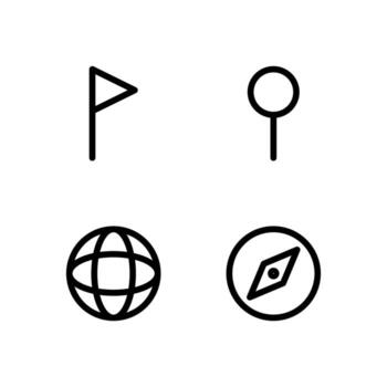 globo navegación línea icono conjunto para tablero vector