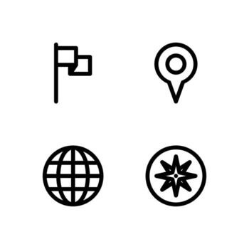 navegación globo línea icono conjunto para interfaz diseño vector