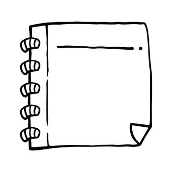 Notebook doodle icon. Hand drawn sketch illustration of notebook icon for web design vector