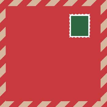 un plano estilo ilustración de un rojo sobre frontera con diagonal beige rayas y un verde gastos de envío sello en el parte superior Derecha esquina, diseñado con un vacío espacio en el centrar para texto o diseño. vector