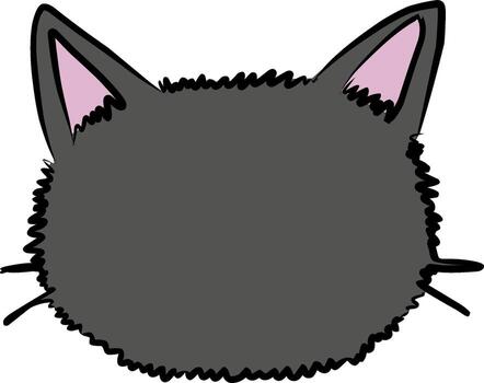 A cute handdrawn illustration of a grey cat face with pink inner ears. The image is simple, cartoonish, and suitable for various creative projects. vector