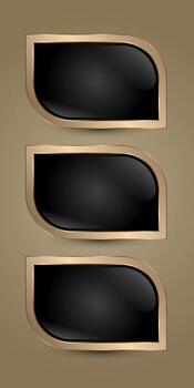 Set of Three Modern luxury button design featuring a deep black core and polished gold border.The Modern Elegant Button For Web, UI, UX, and Technology Element illustration vector