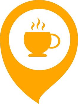 Pins Cafe map pin illustration representing location and navigation on a modern digital map vector