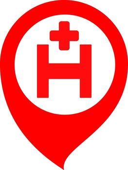 Pins Hospital map pin illustration representing location and navigation on a modern digital map vector