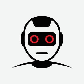 Robot head with red eyes on a white background vector
