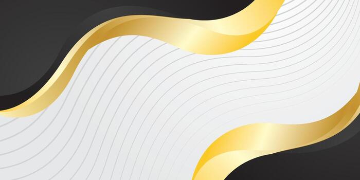 Abstract background with gold and black striped wave pattern vector