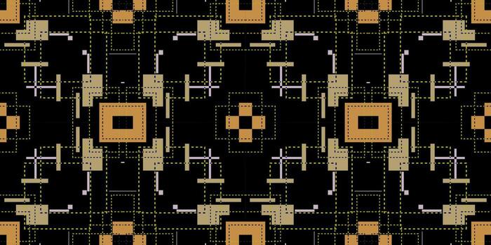 abstract Geometric Pixel Art Kaleidoscope Background. stripes seamless pattern. Black, Gold, and Beige Minimalist Grid Pattern. Dotted Line and Square Motif Abstract Graphic vector