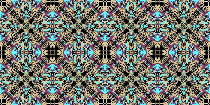 Abstract Luxurious Mosaic Tileable Background. Elegant Seamless Pattern with Baroque Elements. Geometric Abstract ornament Background in Tan and Turquoise vector