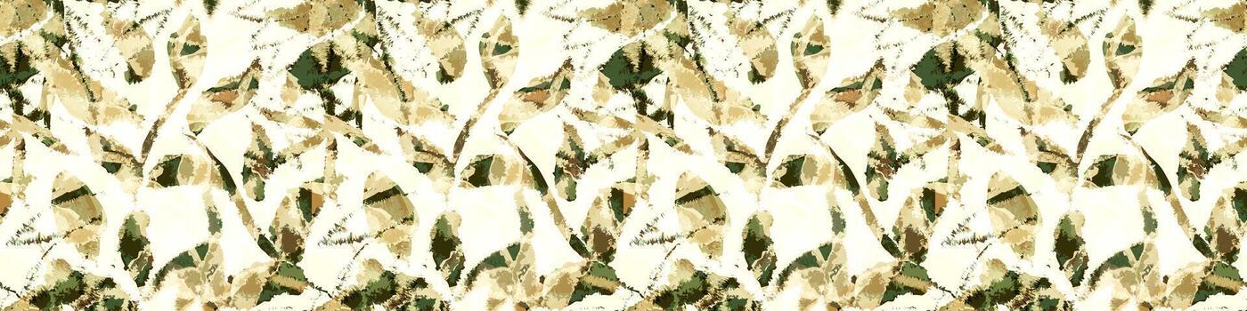 Abstract Distressed Botanical Seamless Repeat Pattern. Abstract Watercolor Leaf Seamless Texture. Seamless Rough Textured Leaf Swatch on Cream Background. Camouflage Background vector