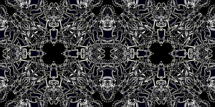 semaless background, black and white pattern showcasing detailed design elements in a symmetrical arrangement vector