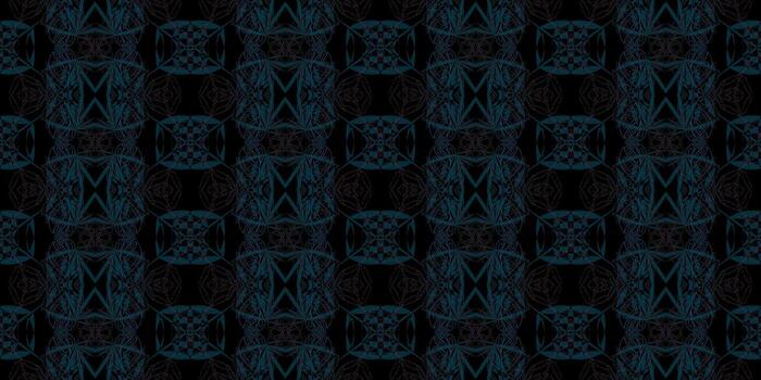 Dark Ornate Abstract Seamless Pattern with Fractal Lines. Luxurious Intricate Symmetrical Geometric Background Tile. Modern Abstract Damask Style Dark Background vector