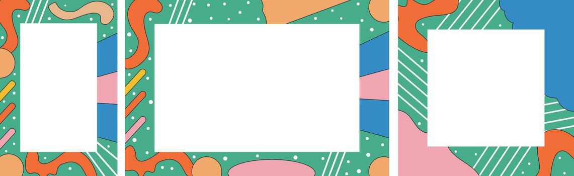 retro resumen memphis modelo marcos juguetón fluido forma fronteras para póster, tarjeta, y digital modelo diseño vector