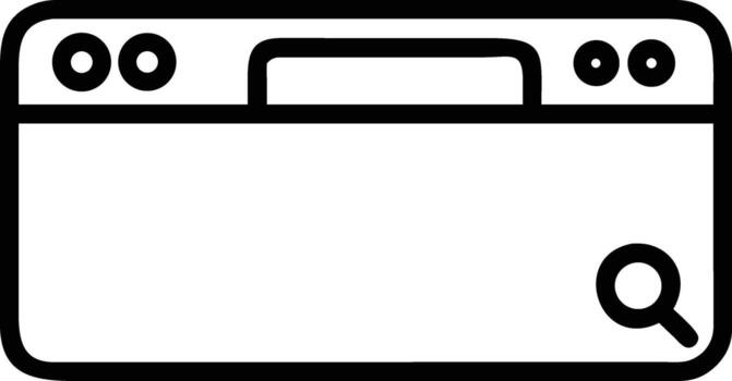 negro contorno navegador ventana con buscar bar y aumentador vaso icono en blanco antecedentes vector