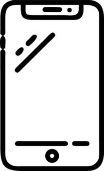 Black outline of a smartphone screen with abstract shapes vector