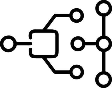 negro contorno de interconectado nodos y un central rectangular forma en blanco antecedentes vector