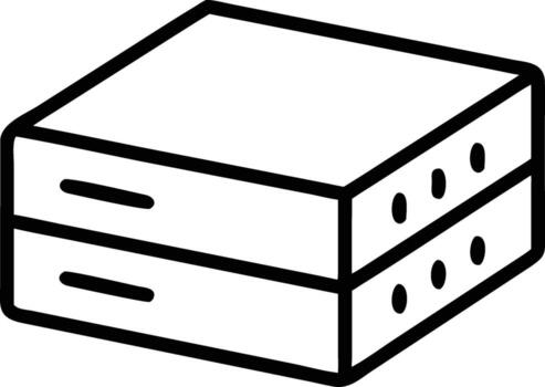 Black outline of two stacked server boxes with vents and drawers on white background vector