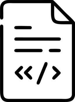 negro contorno icono de un documento con código símbolos vector