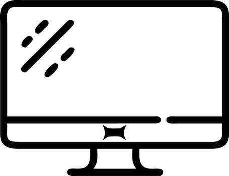 negro línea Arte computadora monitor icono en blanco antecedentes vector