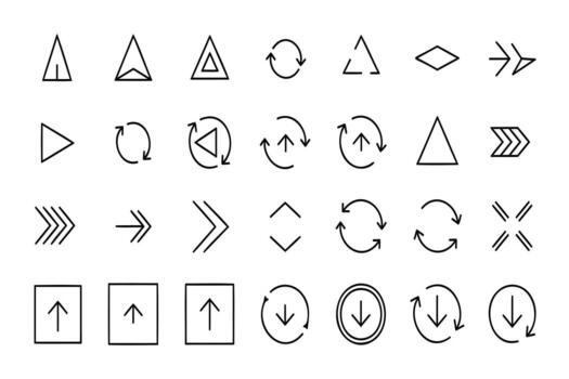 un colección de moderno flecha íconos para navegación, dirección, y digital interfaz diseño elementos. vector