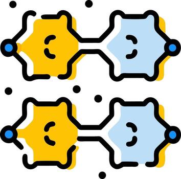 Two pairs of connected hexagonal vector