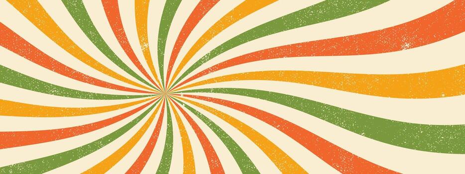 Groovy starburst pattern, swirl retro background. Abstract wave spiral with sun ray texture. vector