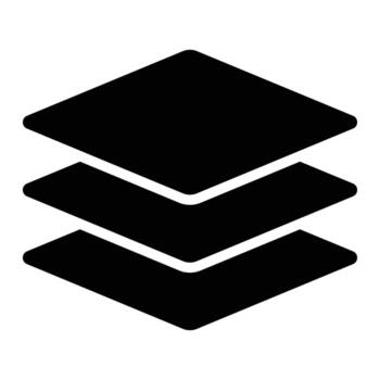 Minimal solid black illustration of stacked design layers. Ideal for digital art, editing, and creative design concepts. vector