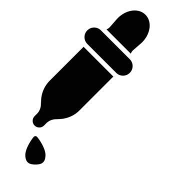 sólido negro ilustración de un cuentagotas herramienta con un gotita. genial para diseño, color cosecha, y creativo trabajo proyectos vector