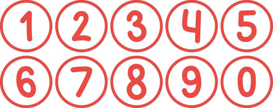 Numbers from zero to nine. Bullet point number icon collection. vector