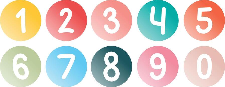 ollection of colorful number points from 0 to 9 vector