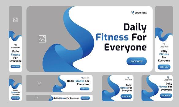 Set of fitness body web banner template design for social media posts, fully editable eps 10 file format vector