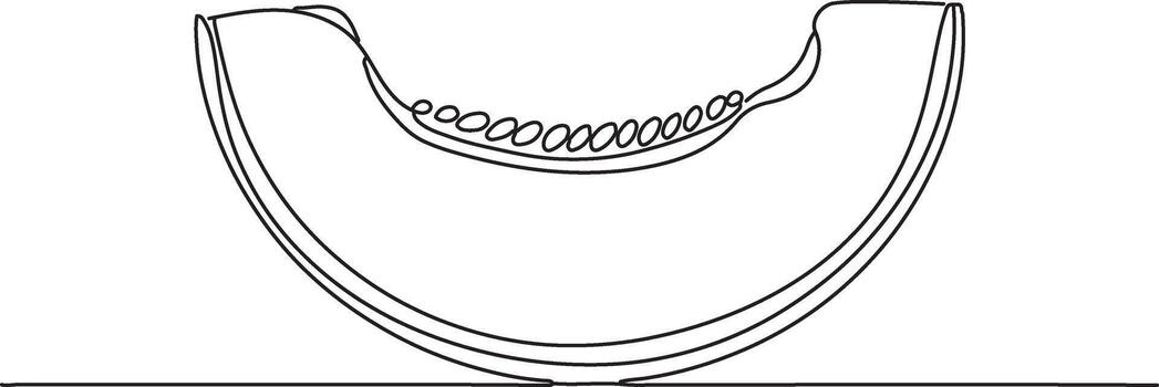 single continuous line melon slice drawing vector