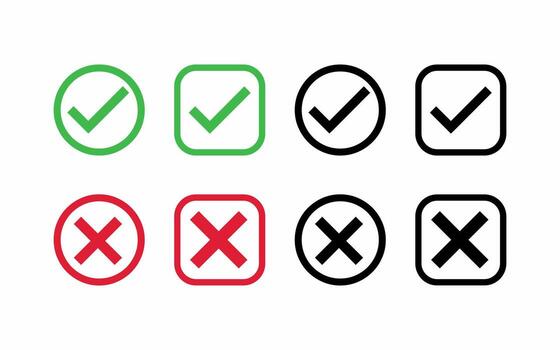 Set of yes and no tick icon design vector