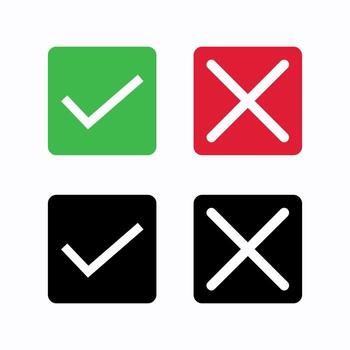 cheque marca y cruzar cuadrícula conjunto de cuatro vector
