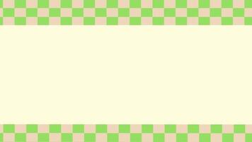 abstrakt kariert Animation Hintergrund mit blass Gelb Innere und Grün blass Rosa geometrisch Gitter Muster Rand Schleifen Bewegung Grafik Element zum modern Design Projekte video