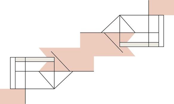 A diagram of a triangle with two lines vector