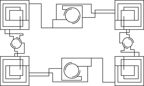 A diagram of a square with four squares vector