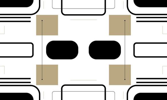 A black and white pattern with squares and circles vector