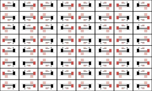 A pattern of squares with red and black lines vector