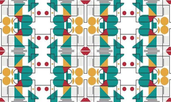 un vistoso geométrico modelo con rojo, amarillo y verde vector