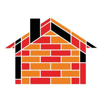 Explosive force shatters brick wall creating a large circular opening with debris flying vector