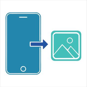 Smartphone transferring image file to cloud storage or external device for backup vector