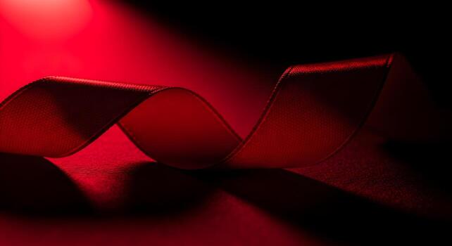 Elegant flowing red ribbon against a dark background symbol of luxury and celebration photo