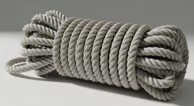 Coiled rope for nautical adventures or decorative design elements studio shot photo