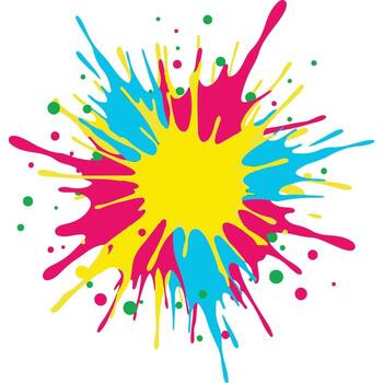 Vibrant explosion of colorful paint splashes and splatters in a dynamic burst vector